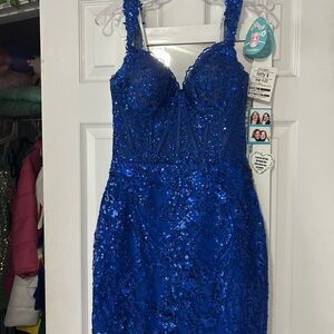 Sherri hill dark blue dress